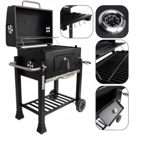    GRĂTAR CARBUNE DE GRADINA GRATAR SEM DE FONTA CU CAPAC CUSARA + TERMOMETR