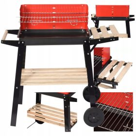    Rino Garden GRIL CARBUNE DE GRADINA GRATA CROM [55cm] RAFT DE LEMN