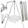  Trepied grătar de grădină 200cm inox + grătar 90cm + rolă + funie INOX