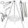  Trepied grătar de grădină 225cm oțel inoxidabil + grătar 70cm rulou funie SET