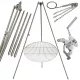  Trepied grătar de grădină 250cm inox + grătar 80cm + rolă + funie INOX