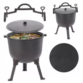    Cazan de vanatoare din fonta 8L 27,5 x 21cm Oala maghiara pentru gratar pentru foc de tabara