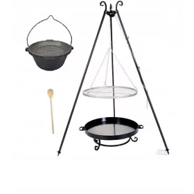  GRIL XXL ȘEMIN 80 Grătar INOX 80 + OALA FONTĂ 11 L capac
