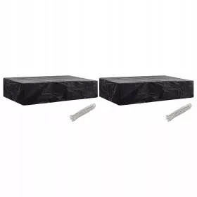   Set de 2 Huse pentru Mobilier de Grădină Impermeabile, Negre, 218 x 77 x 55 cm