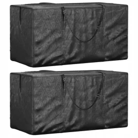   Husă pentru Pernuțe de Mobilier de Grădină - Set 2 Bucăți, 150x75x75 cm, PE, Negru