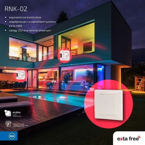 Transmițător de perete Zamel EXTA FREE RNK-02 cu două canale