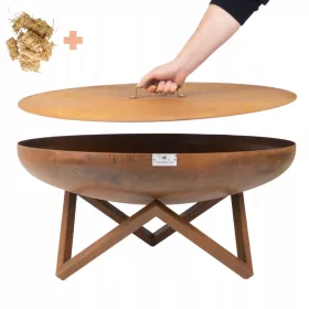    Focar cu capac Set de gradina Bol adanc 100 cm Otel Corten 3 mm