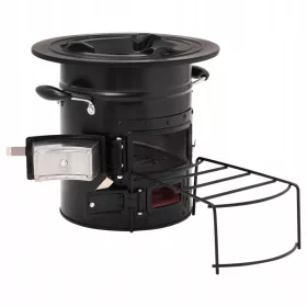  Soba de camping cu lemne, neagra, 50x33,5x30,5