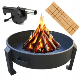    TERMENU DE FOC DE GRADINA 70cm CU MÂNERE GRĂTAR MARE SOLID FOCUL DE CAMPAÑĂ