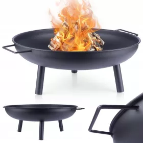    Semineu METAL mare gradina pentru foc de tabara picioare suport gratar 58 cm