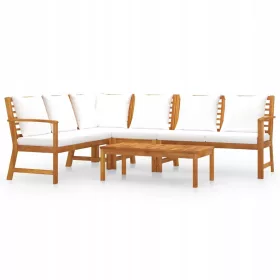   Set de odihnă pentru grădină, 5 piese, din lemn de acacia, cu perne