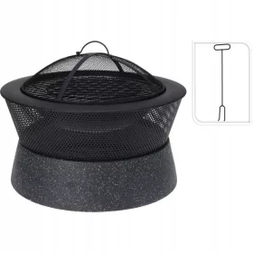  Semineu portabil cu gratar, beton artificial/metal