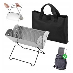    Mini Gratar Rabatabil cu Carbune 26,5x35cm pentru Picnic Camping Terasa Inclusiv Carcasa