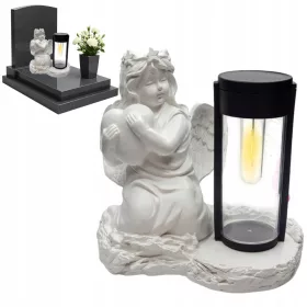   Figurină Înger cu Inimă și Lampă Solară LED - Decor Memorial Încântător