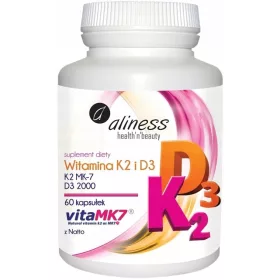   Aliness Vitamina K2 MK-7 Natto + D3 2000 UI - Supliment pentru Oase Puternice