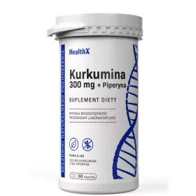   HealthX Curcumina + Piperină – 300 mg, Supliment Pentru Absorbție Optimă, 60 Capsule