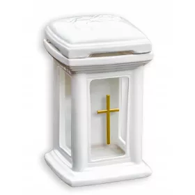   Lumânare Ceramică de Cimitir Model Capelă cu Cruce - Eleganță și Simbolism
