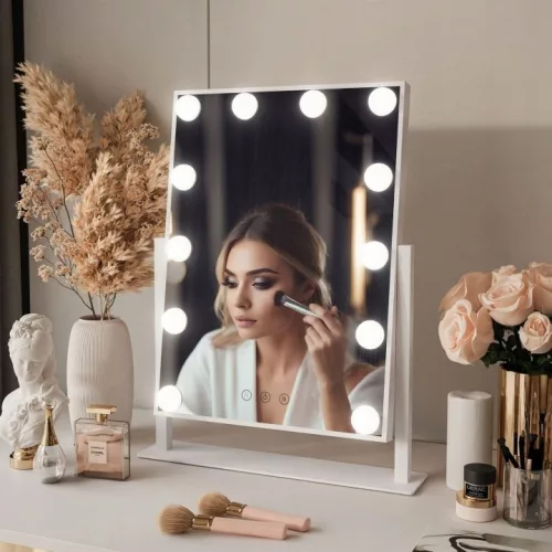 Oglinda cosmetica Ikonka BELLA cu 12 LED-uri si control tactil