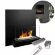 Bio-șemineu Consiliul negru mat agățat pentru camera de zi, arzător 0,35 L, reglabil, sticlă securizată, încălzire eficientă 2 kW, ecologic, produs polonez
