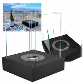   Sunset Garden Mini Bio-Șemineu Negru Mat, Biofireplace de sine stătător, fără fum, arzător inox 0,2L, compact, elegant și mobil pentru interior, încălzire rapidă și atmosferă plăcută în cameră 25 m²
