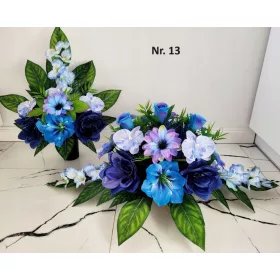 Set Ceramic Memorial și Buchet Decorativ pentru Mormânt