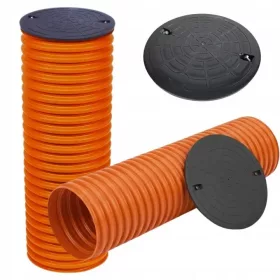   Conducta de drenaj de inspectie Instalplast 315 mm, lungime 100 cm, cu capac negru