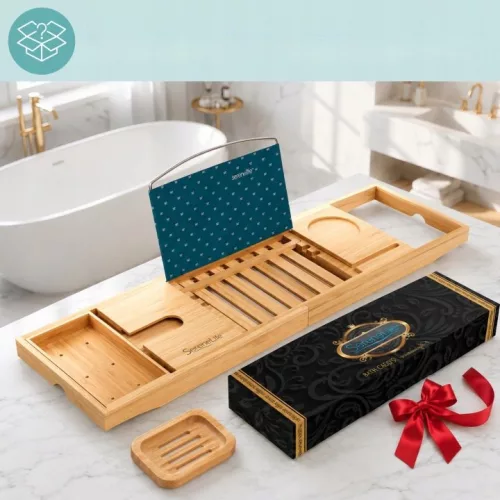 Raft de baie extras din bambus SereneLife SLBCAD29N