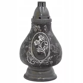   Lumânare Decorativă pentru Mormânt Karafa Negru Floare LW14 - Eleganță Vitraliu Clasică