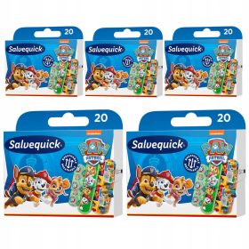   Set de 5 x SALVEQUICK Plasturi Copii PAW PATROL, 20 Bucăți per Pachet
