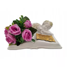  Aranjament Funerar - Carte din Beton cu Înger și Gravură Personalizată