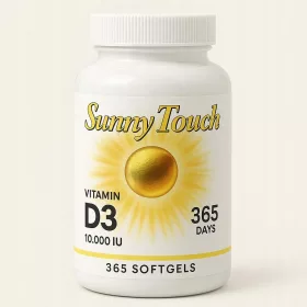   Sunny Touch Vitamina D3 10 000 IU – 365 Capsule Softgel pentru Imunitate și Oase Sănătoase