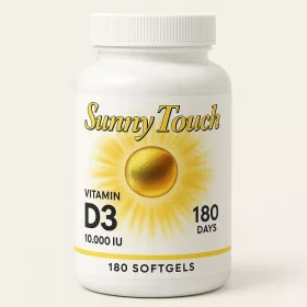   Vitamina D3 Sunny Touch 10 000 IU - 180 Capsule Softgel pentru Oase și Imunitate