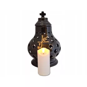   Lampă Ceramică Neagră cu Lumânare LED Inclusă - Design Modern