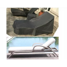   Husă Protecție pentru Șezlong de Grădină, Impermeabilă și UV Rezistent, Oxford 420D, Negru