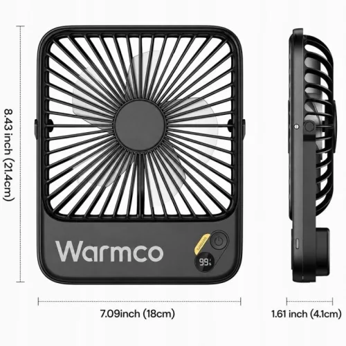 Ventilator de masă portabil Warmco D3, 10000 mAh, negru