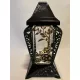 Lampion Funerar Mare Negru cu Flori Aurii
