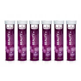   Supliment Protego BEAUTY+ Colagen pentru Piele Radiantă, cu Aromă de Căpșuni și Rubarbă - 20 Tablete Efervescente
