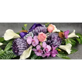   Compoziție Elegantă pentru Mormânt - Aranjament Violet de Cimitir 100 cm