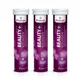   Protego BEAUTY+ Kolagen 3 Packuri a 20 Tablete Efervescente cu Gust de Căpșuni și Rubarbă