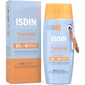   Gel Protector Solar ISDIN Fusion Gel Sport SPF50+ cu Carabină - Ideal pentru Activități Sportive