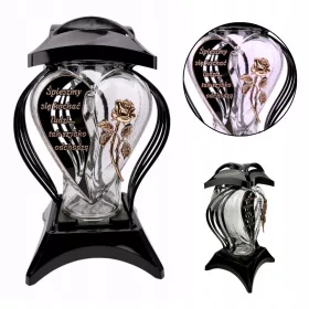   Lampion Funerar Modern Negru cu Aur și Vers, 34cm - Eleganță și Durabilitate