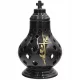 Lumânare Memorială Ceramică Neagră cu Design Vitraliu și Capace Detasabile - Eleganță și Versatilitate