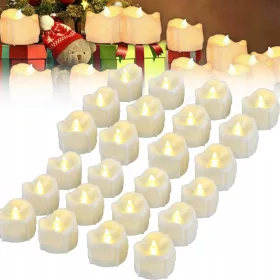   Set de 24 Lumânări LED Fără Flacără cu Timer, Lumina Caldă