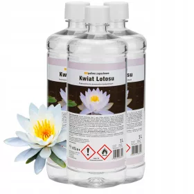   Biocombustibil parfumat floare de lotus 3x1L pentru bio-șemineu, ecologic, sigur, fără fum, flacără galben-portocalie, ardere până la 5 ore, dozator inclus, pentru interior și decor