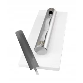   Bio-șemineu de sine stătător Inoxidabil White Gloss, 36 cm, arzător inox 0,5L, portabil, ecologic, încălzire eficientă, design elegant, ideal pentru interior și grădină