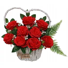   Coș cu Flori Artificiale pentru Mormânt - Decor Comemorativ Personalizabil