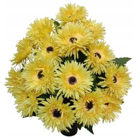   Aranjament Floral pentru Mormânt cu Astra Galbenă în Vază de Plastic