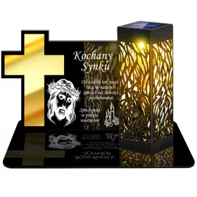   Lampă Solară LED Premium XL cu Decor Argintiu - Znicz Etern Cu Senzor de Amurg