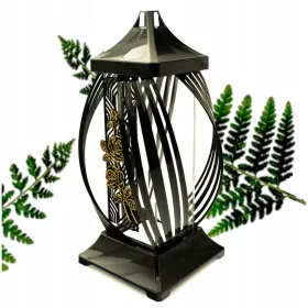   Lampion Funerar "Ażur Złota Róża" - Eleganță în Negru și Aur