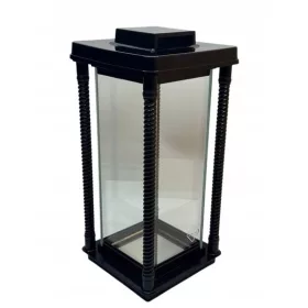 Lampion Rectangular din Sticlă cu Inserții de Aluminiu